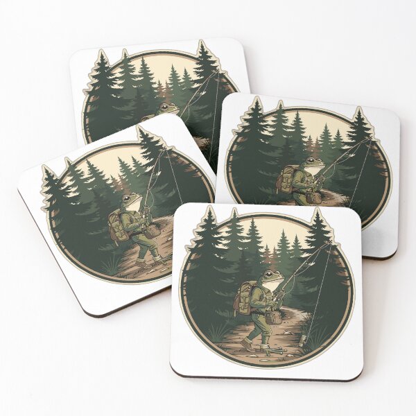 Item preview, Trail Walker Frog Fisher Retro Outdoor Badge designed and sold by fallmoree.