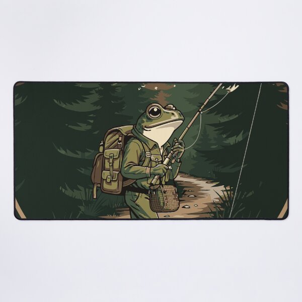 Item preview, Trail Walker Frog Fisher Retro Outdoor Badge designed and sold by fallmoree.