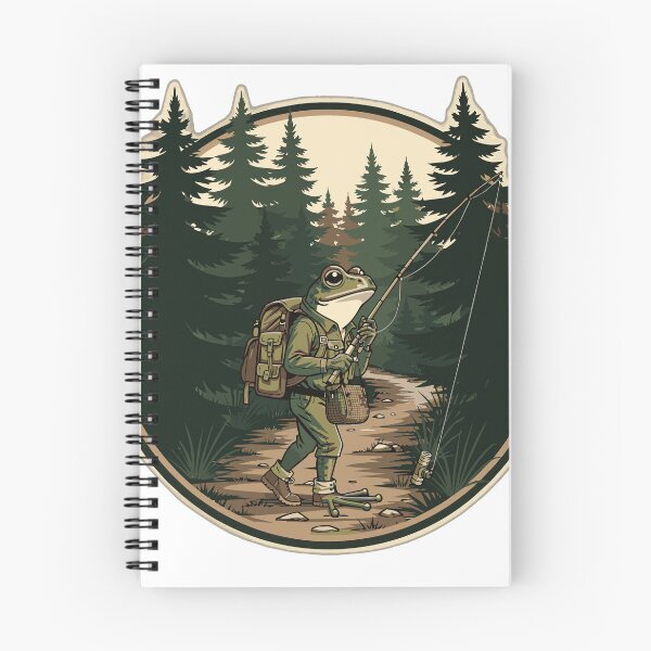 Item preview, Trail Walker Frog Fisher Retro Outdoor Badge designed and sold by fallmoree.