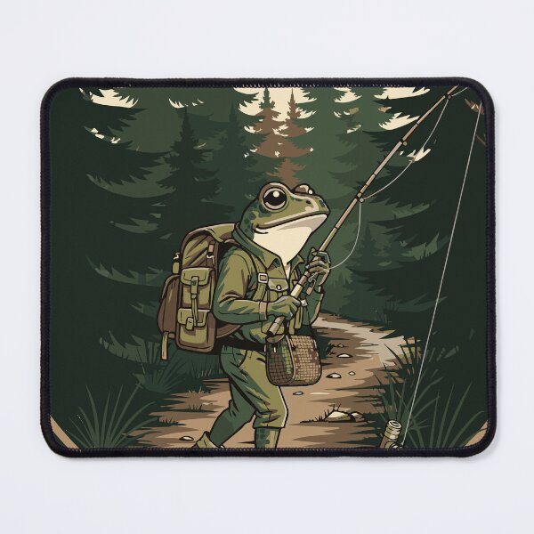 Item preview, Trail Walker Frog Fisher Retro Outdoor Badge designed and sold by fallmoree.