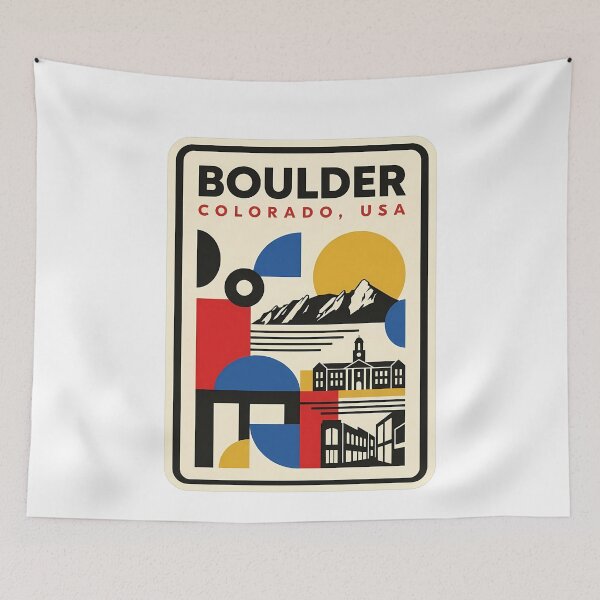 Item preview, Retro Bauhaus Boulder Colorado Flatirons Mountain Landscape designed and sold by k3rstman1.