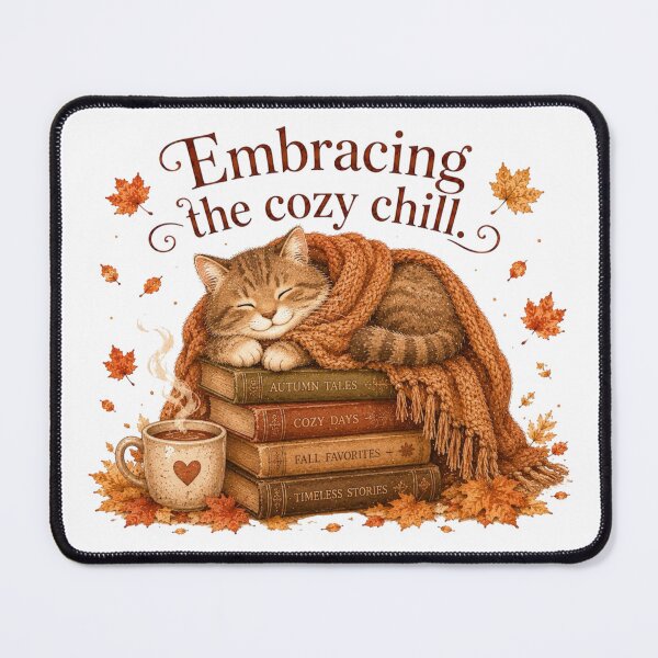 Item preview, Embracing The Cozy Chill Sleeping Cat Autumn Reading Aesthetic designed and sold by AQUILAKREO.