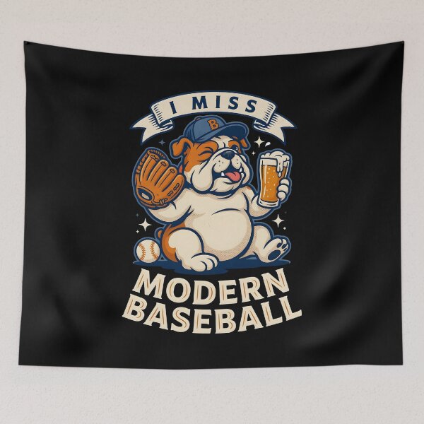 Item preview, I Miss Modern Baseball Cute Dog Baseball Meme Vintage Style designed and sold by Redgiant87x.