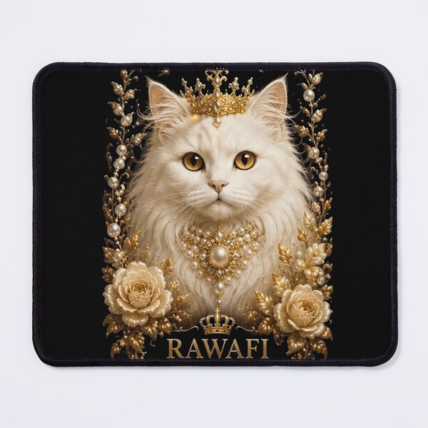 Item preview, Royal White Cat | Elegant Gold Crown Portrait designed and sold by Rawafi Art Studio.