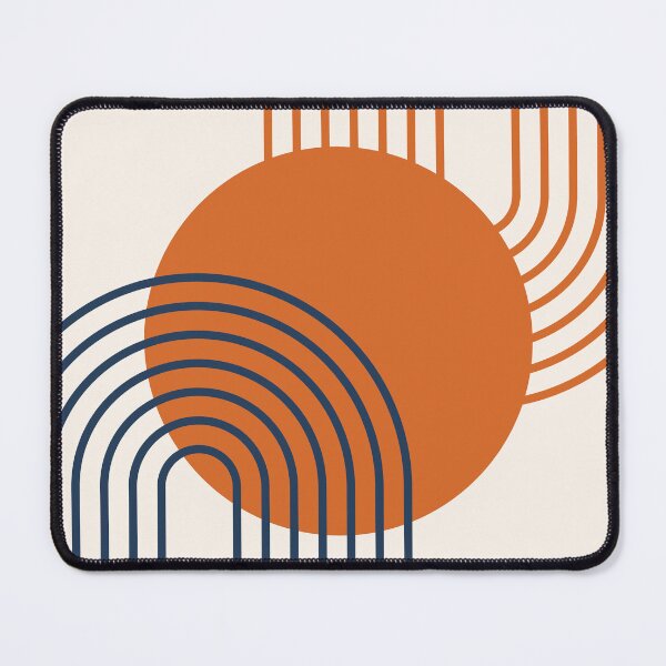 Item preview, Mid Century Modern Geometric Rainbow Arches Navy Blue Burnt Orange designed and sold by nineFlorals.