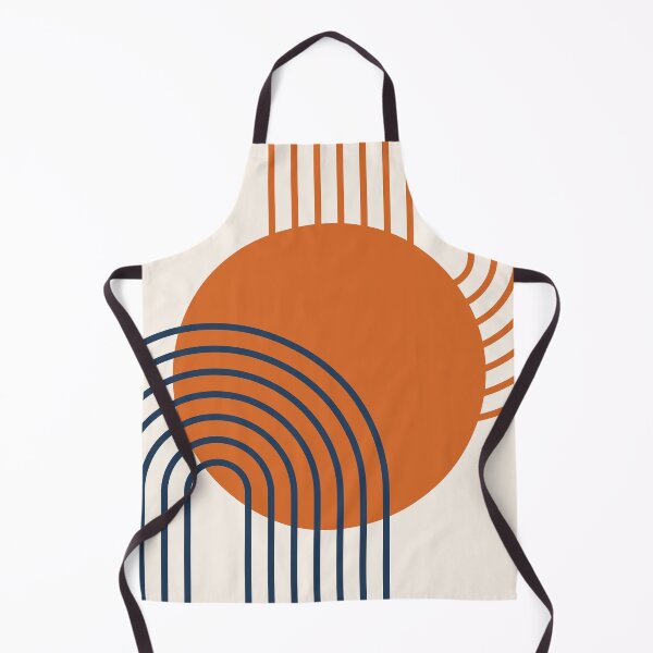 Item preview, Mid Century Modern Geometric Rainbow Arches Navy Blue Burnt Orange designed and sold by nineFlorals.