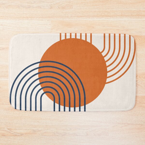 Item preview, Mid Century Modern Geometric Rainbow Arches Navy Blue Burnt Orange designed and sold by nineFlorals.