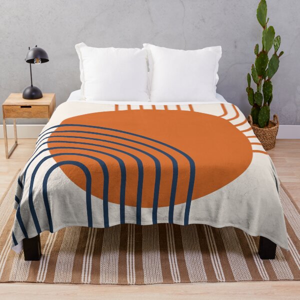 Item preview, Mid Century Modern Geometric Rainbow Arches Navy Blue Burnt Orange designed and sold by nineFlorals.
