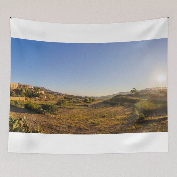 Item preview, Golden Sunset Over Mediterranean Countryside With Village Houses, Fields and Clear Blue Sky designed and sold by Nmallia.
