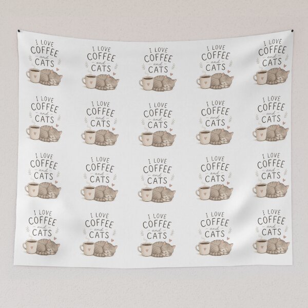 Item preview, I Love Coffee And Cats - Kawaii Cute Vibes  designed and sold by madebyjulia7.