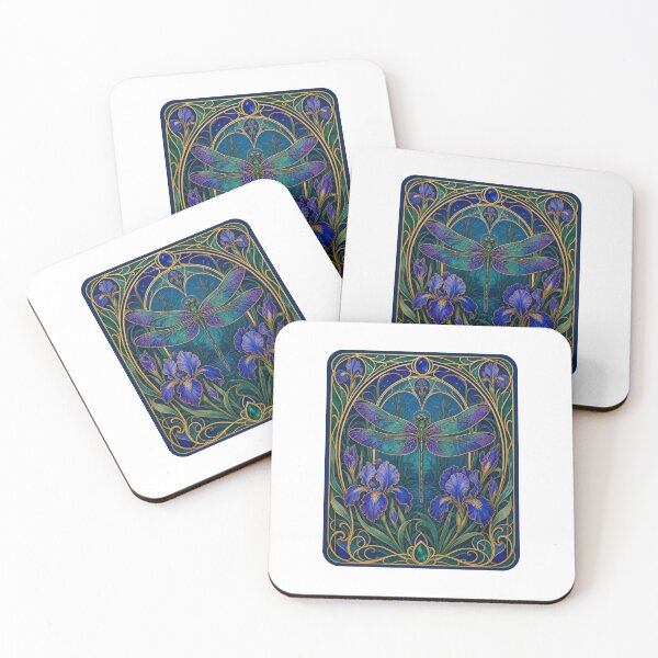 Item preview, Dragonfly Art Nouveau Iris Bloom designed and sold by AntiqueImages.