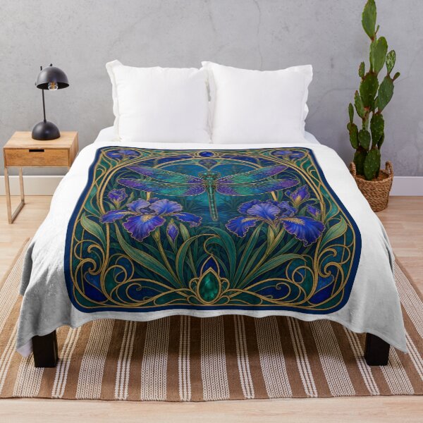 Item preview, Dragonfly Art Nouveau Iris Bloom designed and sold by AntiqueImages.