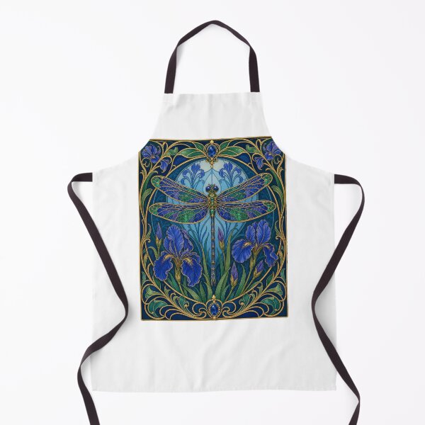 Item preview, Art Nouveau Dragonfly Iris Blue and Purple Floral designed and sold by AntiqueImages.
