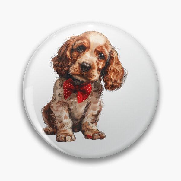 Item preview, English Cocker Spaniel with Rose and Red Bow designed and sold by Erika Kaisersot.