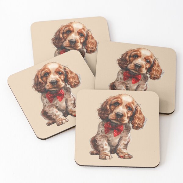 Item preview, English Cocker Spaniel with Rose and Red Bow designed and sold by Erika Kaisersot.