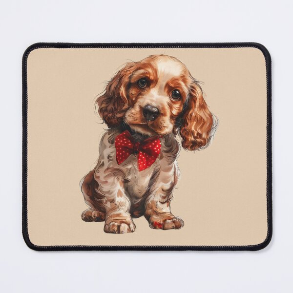 Item preview, English Cocker Spaniel with Rose and Red Bow designed and sold by Erika Kaisersot.