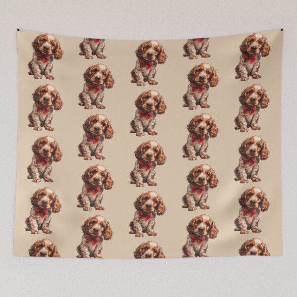 Item preview, English Cocker Spaniel with Rose and Red Bow designed and sold by Erika Kaisersot.