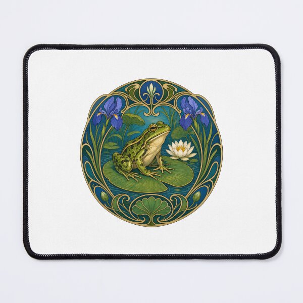 Item preview, Art Nouveau Frog Lily Pad Pond Iris Design designed and sold by AntiqueImages.