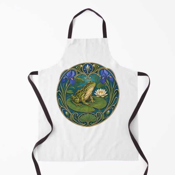 Item preview, Art Nouveau Frog Lily Pad Pond Iris Design designed and sold by AntiqueImages.