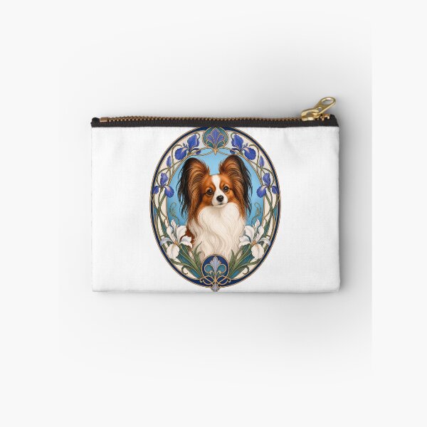 Item preview, Elegant Papillon Dog Art Nouveau Iris Art designed and sold by AntiqueImages.