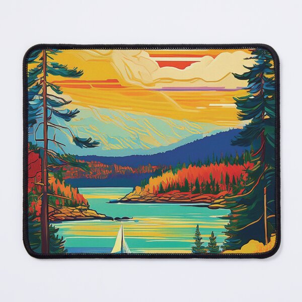 Item preview, Acadia National Park Sunset Glow | Vintage Maine Landscape Illustration designed and sold by Hallowed Artistry.