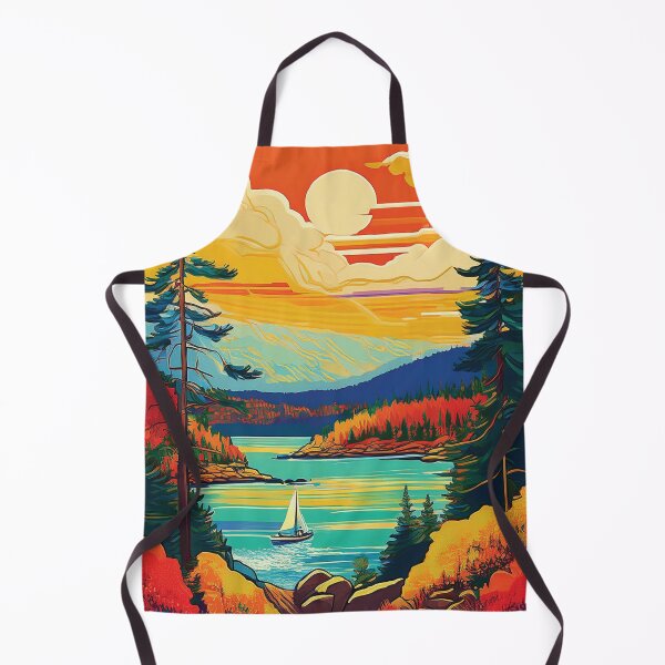 Item preview, Acadia National Park Sunset Glow | Vintage Maine Landscape Illustration designed and sold by Hallowed Artistry.
