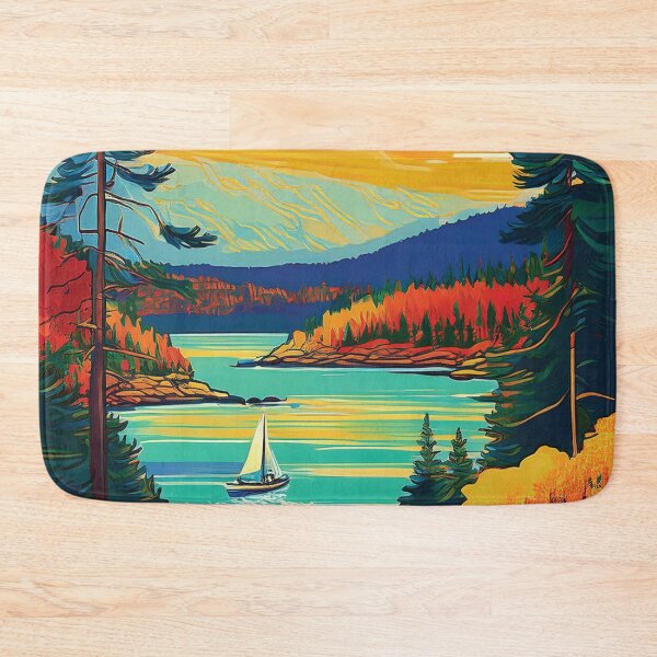 Item preview, Acadia National Park Sunset Glow | Vintage Maine Landscape Illustration designed and sold by Hallowed Artistry.