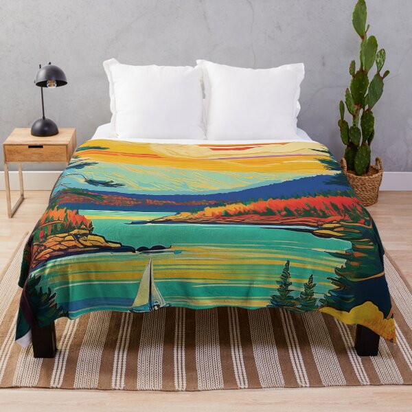 Item preview, Acadia National Park Sunset Glow | Vintage Maine Landscape Illustration designed and sold by Hallowed Artistry.