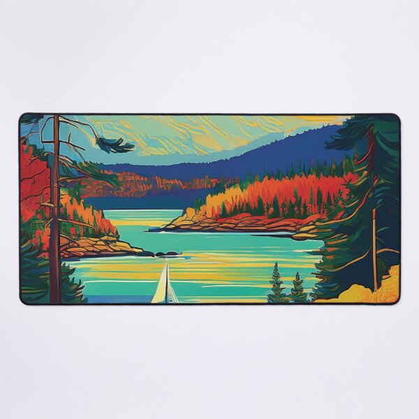 Item preview, Acadia National Park Sunset Glow | Vintage Maine Landscape Illustration designed and sold by Hallowed Artistry.
