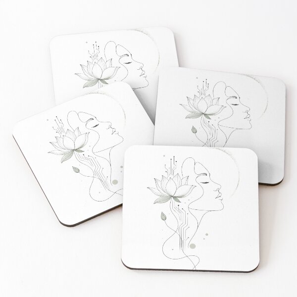Item preview, Minimal Cyber Lotus Woman With Crescent Moon And Elegant Line Art designed and sold by Craft Design Alchemy.