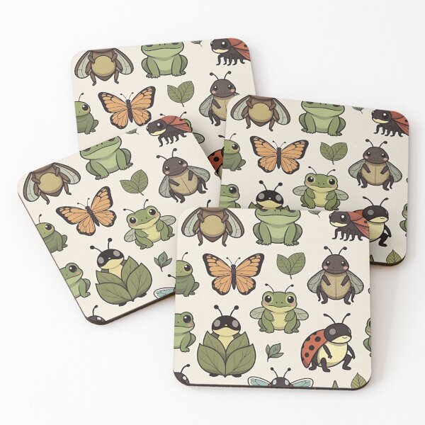 Item preview, Cute Frog and Insect Pattern designed and sold by IntelliMindDesigns.