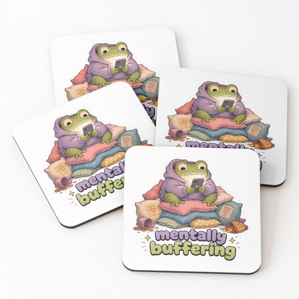Item preview, Mentally Buffering Frog on Cozy Pillows Funny Relatable Sticker designed and sold by SRY SHOP.