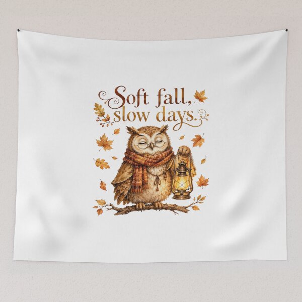 Item preview, Soft Fall Slow Days Cute Owl Autumn Lantern Cottagecore designed and sold by AQUILAKREO.