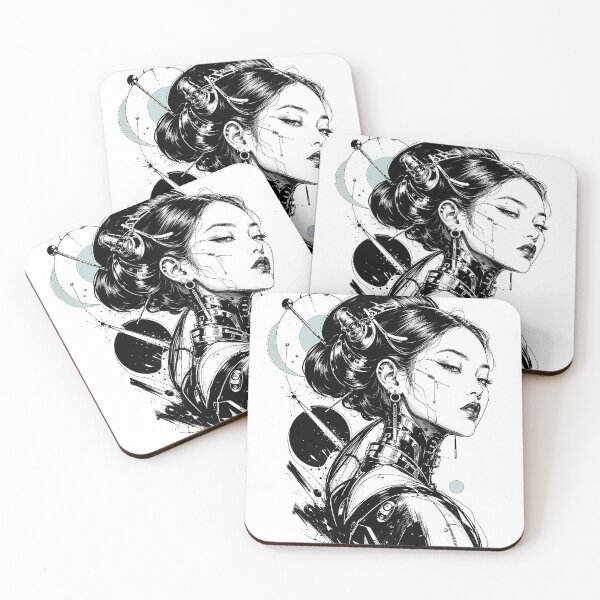 Item preview, Dark Cyber Girl Portrait With Moon And Futuristic Gothic Details designed and sold by Craft Design Alchemy.