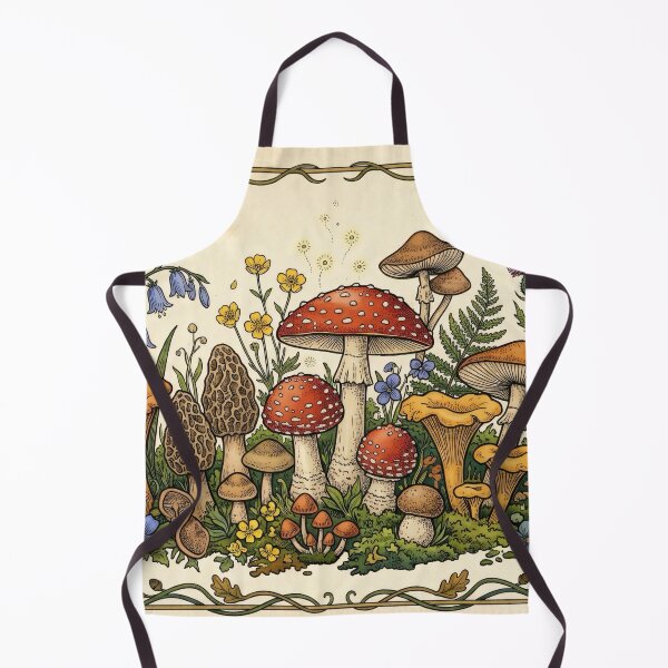 Item preview, Mystic Forest Forage: Cottagecore Mushroom and Wildflower Art Print designed and sold by MoonwoodStudio.