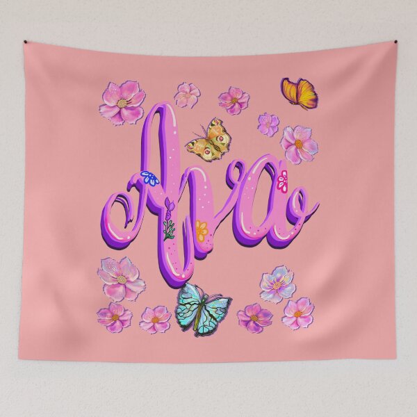 Item preview, Ava name with flowers - pink floral butterfly aesthetic designed and sold by Artonmytee.