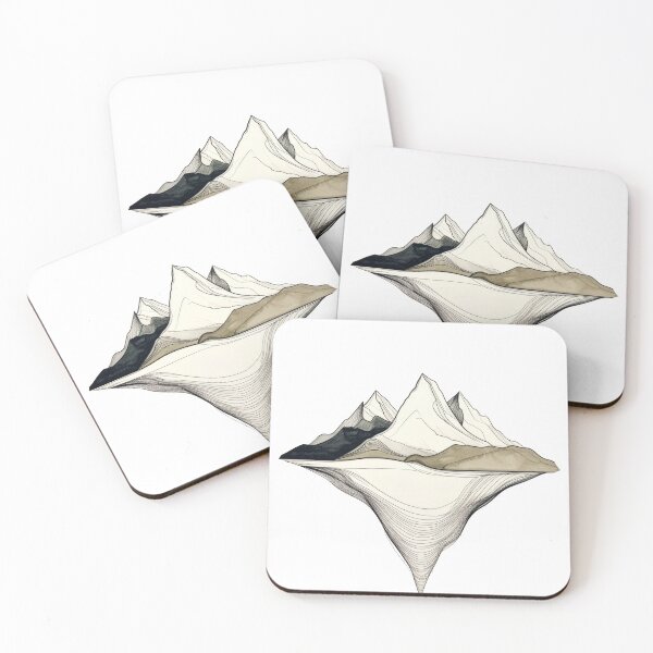 Item preview, Minimalist mountain reflection fine line art muted boho landscape abstract peaks wall decor designed and sold by icemanphotos.