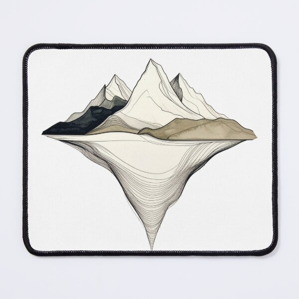 Item preview, Minimalist mountain reflection fine line art muted boho landscape abstract peaks wall decor designed and sold by icemanphotos.