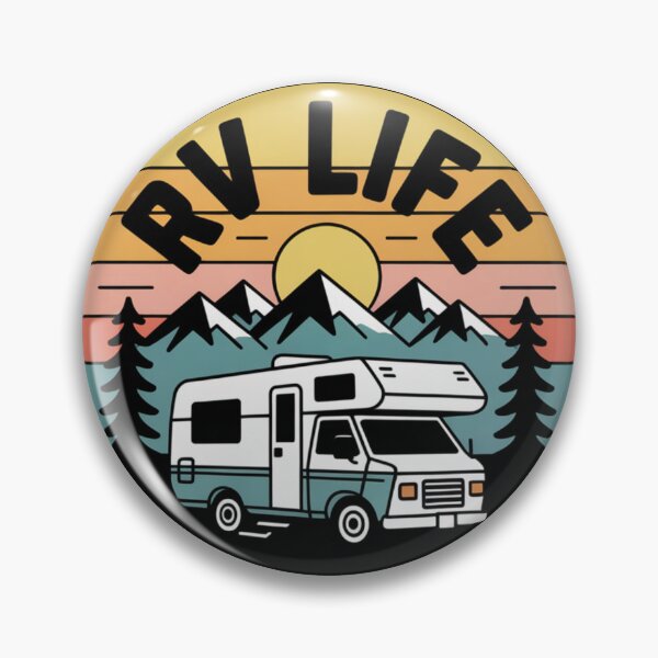 Item preview, RV Life Retro Sunrise Badge – Vintage Camper Adventure Art designed and sold by Gabe1983.