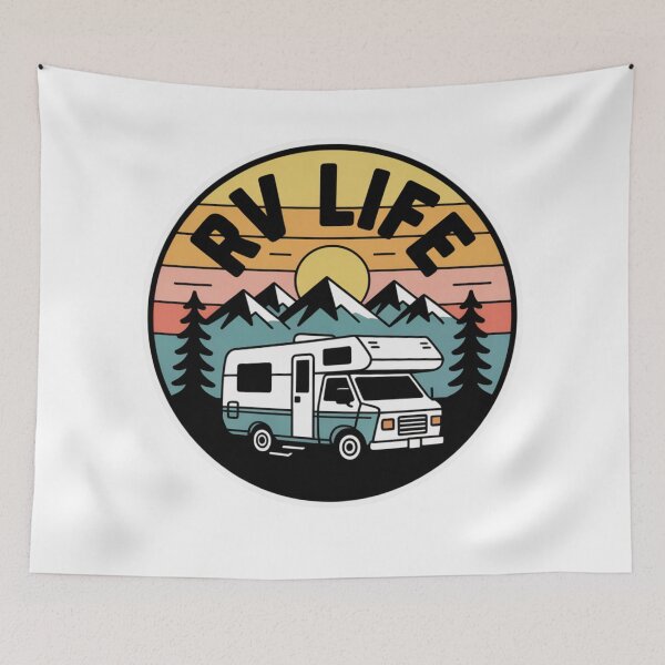 Item preview, RV Life Retro Sunrise Badge – Vintage Camper Adventure Art designed and sold by Gabe1983.
