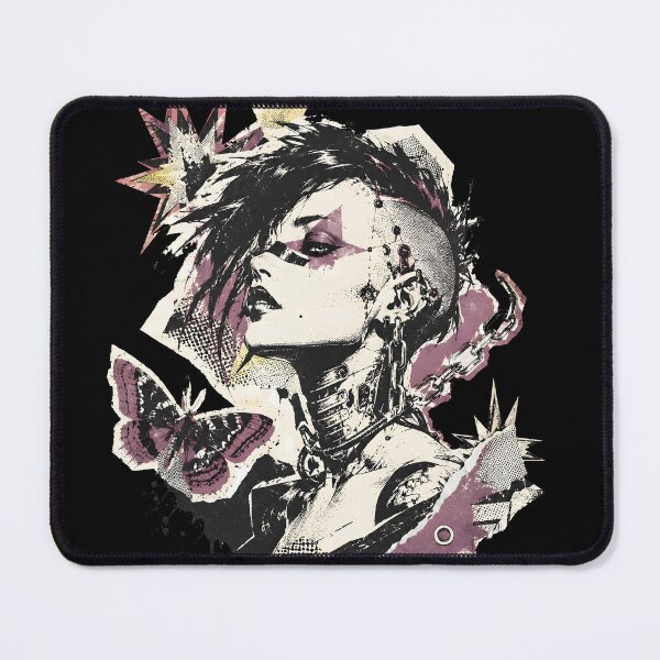 Item preview, Punk Cyber Girl With Butterfly Collage And Grunge Street Style Graphic designed and sold by Craft Design Alchemy.