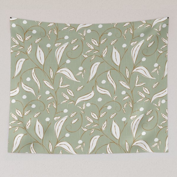 Item preview, Scandi Trailing Floral Botanical Vine Sage Green designed and sold by susycosta.