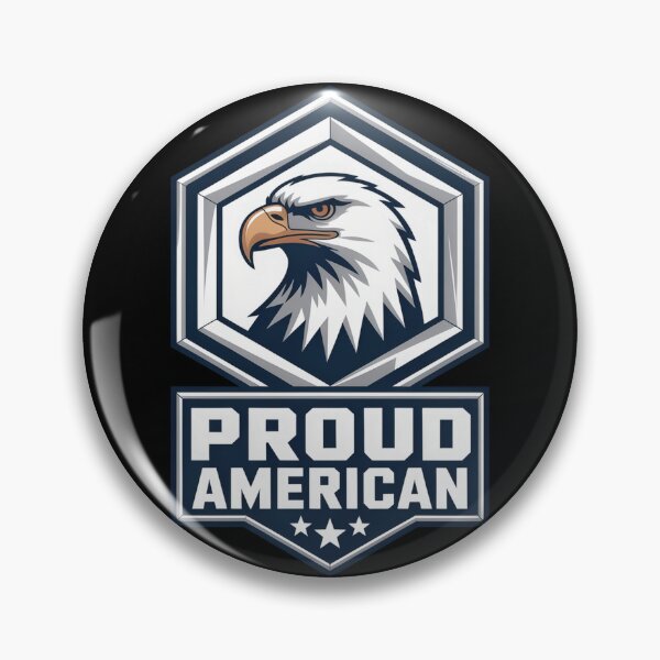 Item preview, Proud American Symmetrical Hexagon Eagle Badge designed and sold by OldGloryForge.