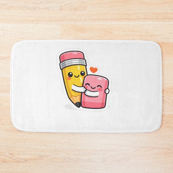 Item preview, Cute Cartoon Pencil and Eraser Hugging Friends designed and sold by AbanoubStore.