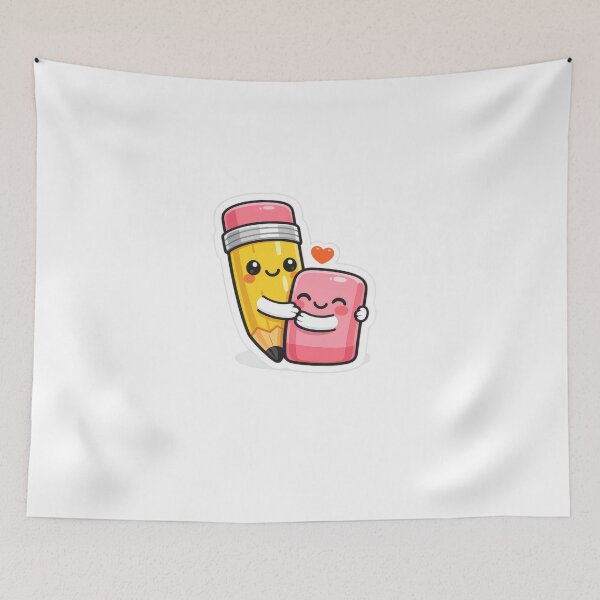Item preview, Cute Cartoon Pencil and Eraser Hugging Friends designed and sold by AbanoubStore.
