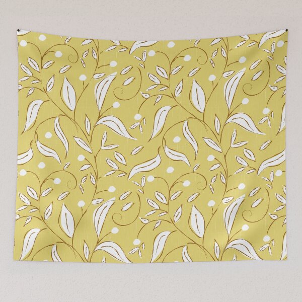 Item preview, Scandi Trailing Floral Botanical Vine Butter Yellow designed and sold by susycosta.