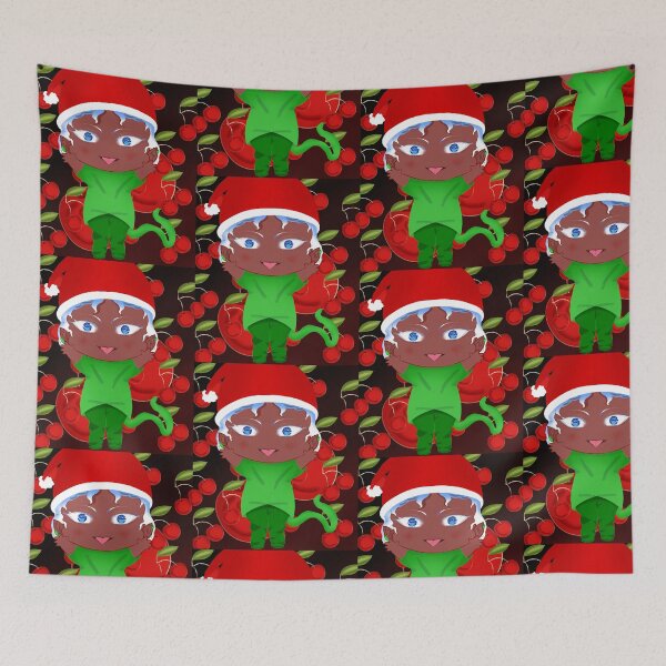 Item preview, Cute Chibi  with Santa Hat and Cherries designed and sold by kerissfantasyart .