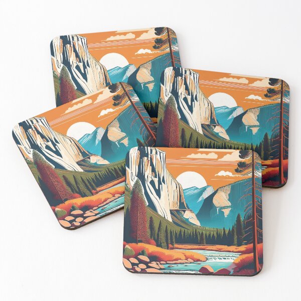 Item preview, Yosemite National Park Sunset Glow | Vintage California Landscape Illustration designed and sold by Hallowed Artistry.