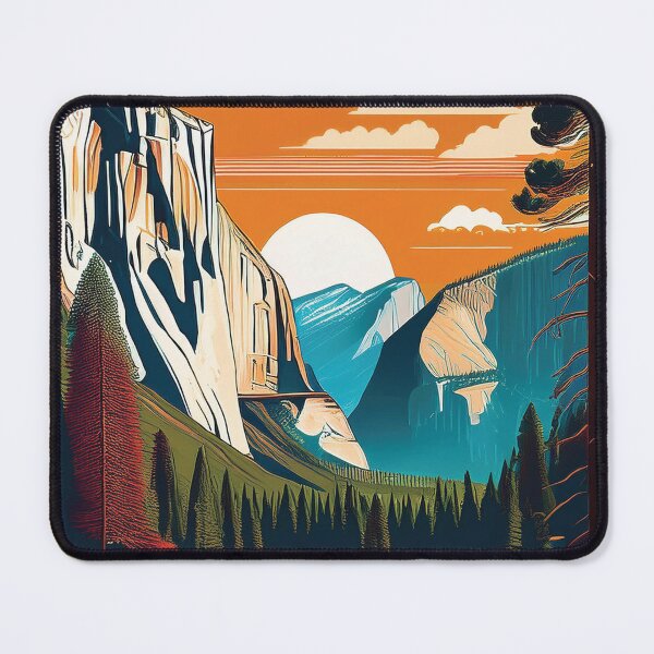 Item preview, Yosemite National Park Sunset Glow | Vintage California Landscape Illustration designed and sold by Hallowed Artistry.