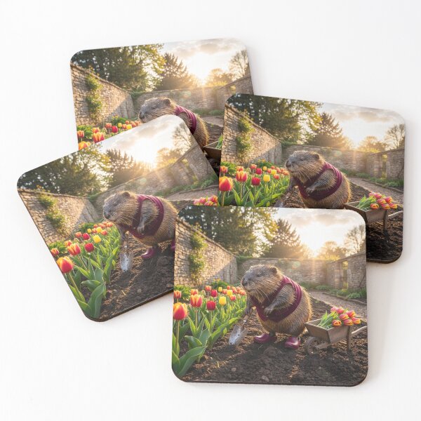 Item preview, Impeccably Dressed Muskrat Gathers Tulips designed and sold by Tridentulus.